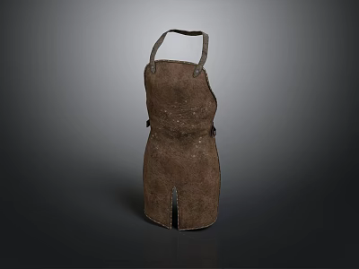 Brown Leather Cooking Apron With Adjustable Straps For Kitchen Use 3d model