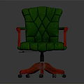 Green Diamond Stitched Office Chair With Red Armrests And Base