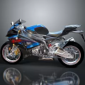 Sport Motorcycle Blue And Silver Sleek Aerodynamic Body Alloy Wheels And Sporty Seat Design