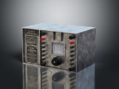 Metallic Case Device With Analog Dial Control Buttons And Red Indicator Lights 3d model