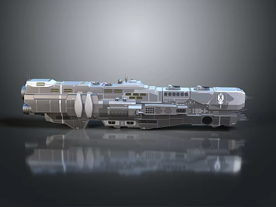 Futuristic Water Vessel Metallic Exterior Design With Complex Structure Engines Windows And Control Panels 3d model