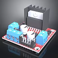 Computer Circuit Board Module With Blue Connectors White Capacitors Black Heatsink And Red Base 3d model