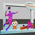 Vibrant Photo Check In Spot With Orange Frame Structure Sporty Figure Posters And Badminton Rackets