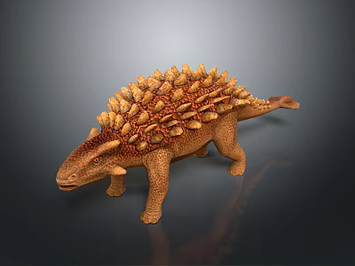 Dinosaur Model With Spiked Back And Brown Color On Dark Background 3d model