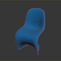 Sleek Blue Chair Featuring Curved Ergonomic Design And Smooth Plastic Surface Against Dark Background
