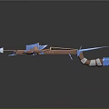 Blue Red Fantasy Bow Weapon With Metal Structure And Sharp Arrow
