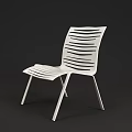 Modern White Dining Table And Chairs Set With Sleek Metal Frame And Striped Back Design