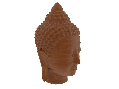 Exquisite Handcrafted Wooden Buddha Head Sculpture With Intricate Carving Details 3d model