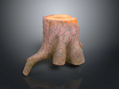 Arbor Tree Stump Featuring Natural Texture Orange Brown Color And Dark Surface Reflection 3d model