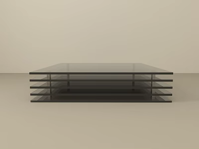 Modern Glass Coffee Table with Layered Black Structure and Sleek Design 3d model