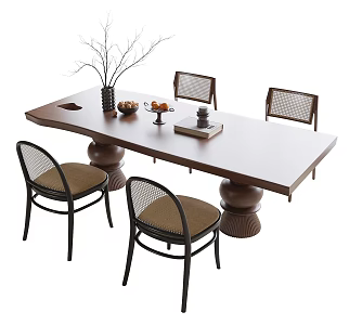 Modern Dining Table and Chair Dining Chair 3d model