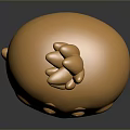 Golden Game And Movie Character With Apple Shaped Head Smiling Face Hands On Hips Standing