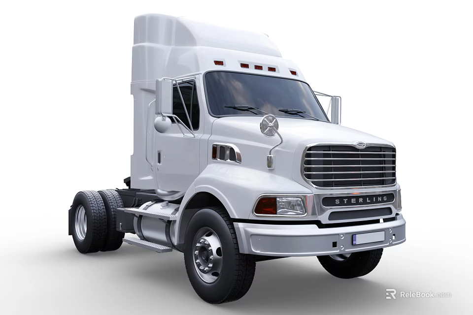 White Freightliner Semi Truck Front View With Cab Design And Details 3d model 