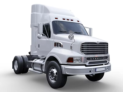 White Freightliner Semi Truck Front View With Cab Design And Details 3d model