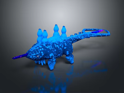 Shiny Blue Spotted Mythical Creature With Back Spikes Purple Nose And Long Tail 3d model