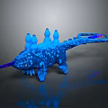 Shiny Blue Spotted Mythical Creature With Back Spikes Purple Nose And Long Tail
