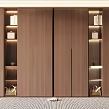 Modern Wardrobe Non-Corner Swing Door to Top Wardrobe Set Material Lattice Books Pottery Pot Dry Branch 3d model