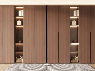 Modern Wardrobe Non-Corner Swing Door to Top Wardrobe Set Material Lattice Books Pottery Pot Dry Branch 3d model