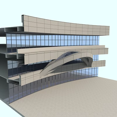 Modern curtain wall 3d model