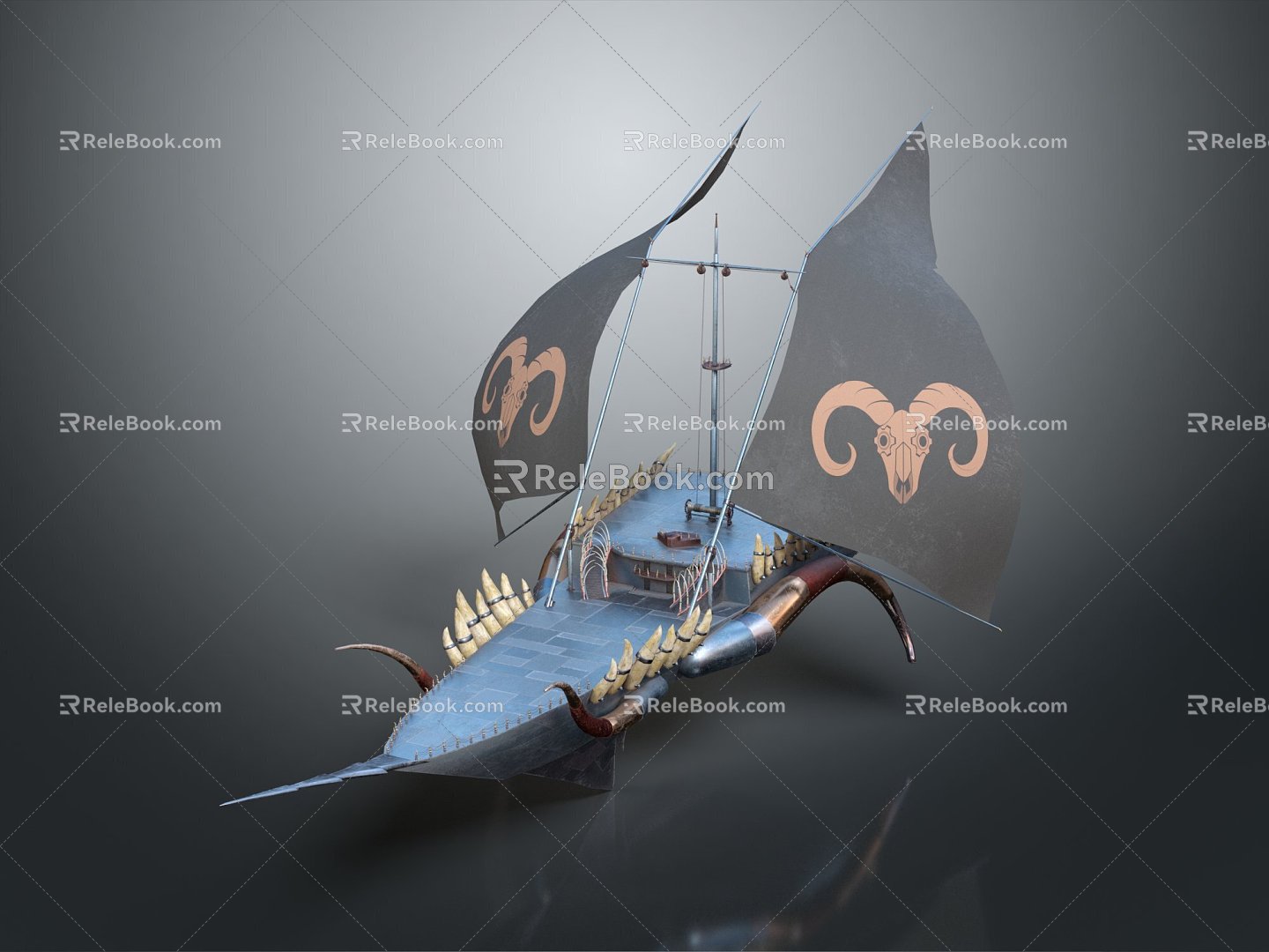 Modern pirate ship flying pirate ship flying ship flying ship 3d model