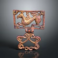 Ancient Intricate Bronze Sculpture Carving Featuring Mythical Animal And Decorative Base