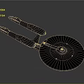 Display Shelf Showcasing Collectible NCC 1701 Starship Model with Detailed Design and Blue Engine Parts