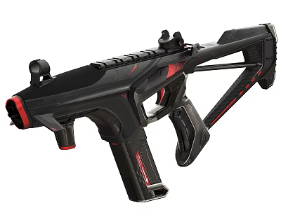 Modern Black Red Tactical Rifle With Rail System And Sight For Shooting 3d model