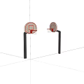 Outdoor Sports Equipment Two Basketball Hoops With White Backboards Red Rims And Black Poles