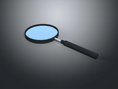 Handheld Magnifying Glass With Black Handle And Blue Lens For Close Viewing 3d model