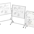 Hand Drawn Musical Instruments And Art Supplies On Wheeled Whiteboard Stands