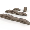 Brown Daily Use Sandbags Stacked in Different Arrangements on White Background