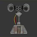 Multi Barrel Metal Mechanical Weapon With Support Stand And Detailed Structure