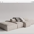 Comfortable Light Beige Sectional Sofa With Modern Design And Gray White Cushions 3d model
