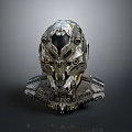 Futuristic Mechanical Weapon Headgear With Metallic Intricate Structure And Armor Components 3d model
