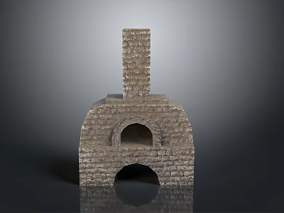 Traditional Stone Brick Oven With Chimney And Arch Design For Household Use 3d model