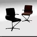 Black and Brown Modern Office Chairs with Armrests and Sturdy Metal Base