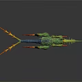 Fantasy Reptile With Green Body Colorful Details Long Snout Spiky Structures And Slender Tail