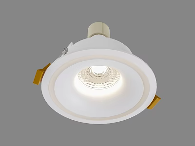 Modern White Recessed Ceiling Light With Golden Accents And LED Glow 3d model