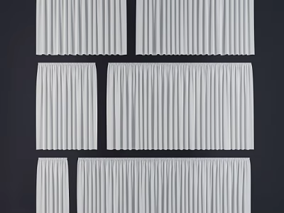 White Curtains with Various Styles and Designs for Home Window Decor 3d model