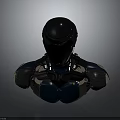 Mechanical Robot Character With Black Helmet And Metallic Shoulders 3D Render 3d model