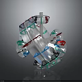 3D Rendered Industrial Mechanical Equipment With Transparent Casing And Colored Internal Components