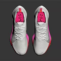 White Athletic Sneakers With Knit Upper Neon Pink And Green Accents Design
