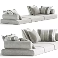 Light Gray Modular Sofa With Striped Throw Pillows 3d model