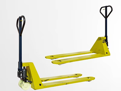 Yellow Heavy Duty Manual Hydraulic Pallet Trucks Industrial Material Handling Equipment Two Units 3d model