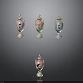 Decorative Ceramic Vases In Assorted Colors With Ornate Lids And Patterns