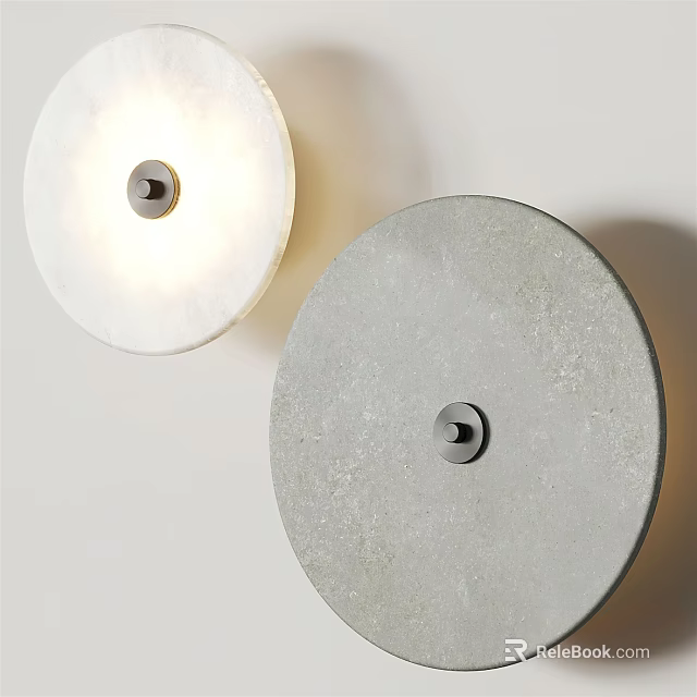 Modern Round Wall Lamps Featuring Illuminated White And Gray Textured Design 3d model