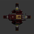 Advanced Mechanical Weapon Turret With Red Gray Yellow Design Antenna Sensor Panels And Support Legs