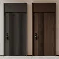 Modern Dark Colored Security Doors With Vertical Stripes And Metal Handles 3d model