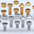 Various Metal Bolts And Nuts With Different Types Shapes And Finishes