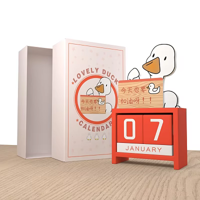 Modern Calendar Creative Wooden Calendar Ornaments Refueling Duck 3d model